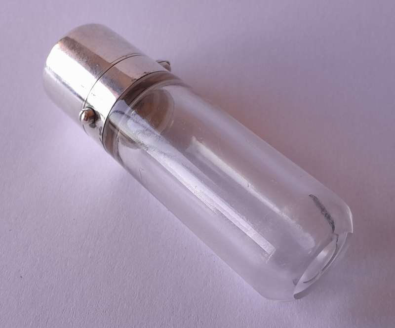 Victorian Solid Silver And Glass Flip Top Scent Bottle. Sampson Mordan & Co. London, 1878.