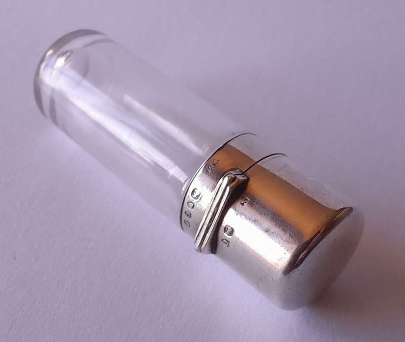 Victorian Solid Silver And Glass Flip Top Scent Bottle. Sampson Mordan & Co. London, 1878.