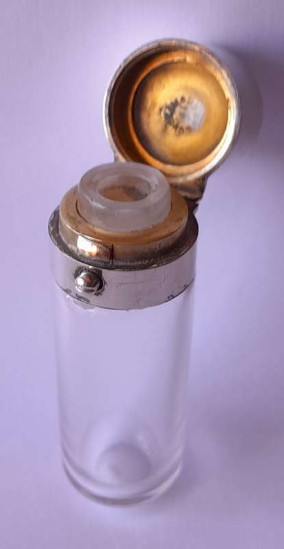 Victorian Solid Silver And Glass Flip Top Scent Bottle. Sampson Mordan & Co. London, 1878.