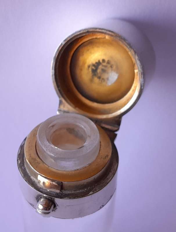 Victorian Solid Silver And Glass Flip Top Scent Bottle. Sampson Mordan & Co. London, 1878.