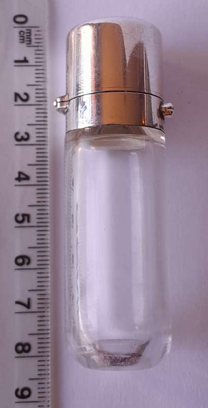 Victorian Solid Silver And Glass Flip Top Scent Bottle. Sampson Mordan & Co. London, 1878.