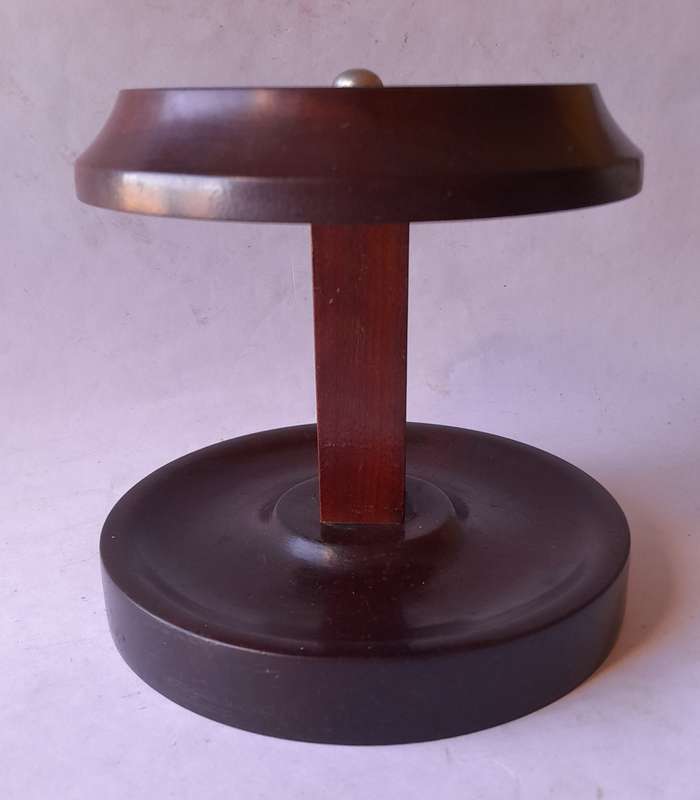 Vintage 7-Pipe Solid Mahogany Circular Pipe Stand.  14.5 x 13.5cm