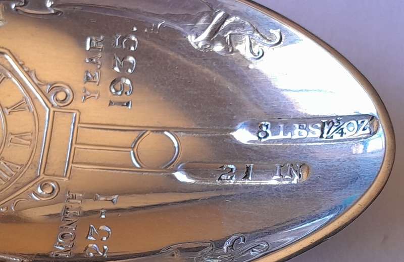 Very Rare Solid Silver Birth Record Spoon By William Suckling. Birmingham, 1933. Cased.