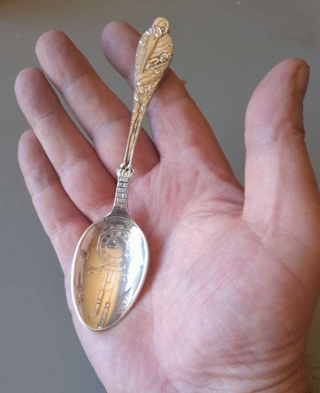 Very Rare Solid Silver Birth Record Spoon By William Suckling. Birmingham, 1933. Cased.