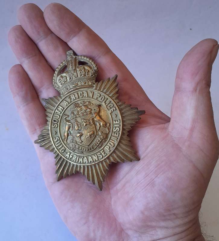 Early SA Police Union of South Africa Martingale (Horse Strap) Badge.  No Lugs.
