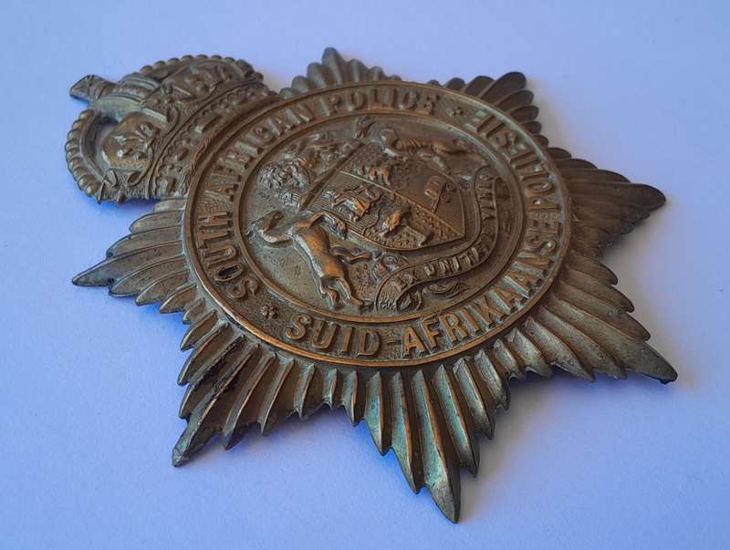 Early SA Police Union of South Africa Martingale (Horse Strap) Badge.  No Lugs.
