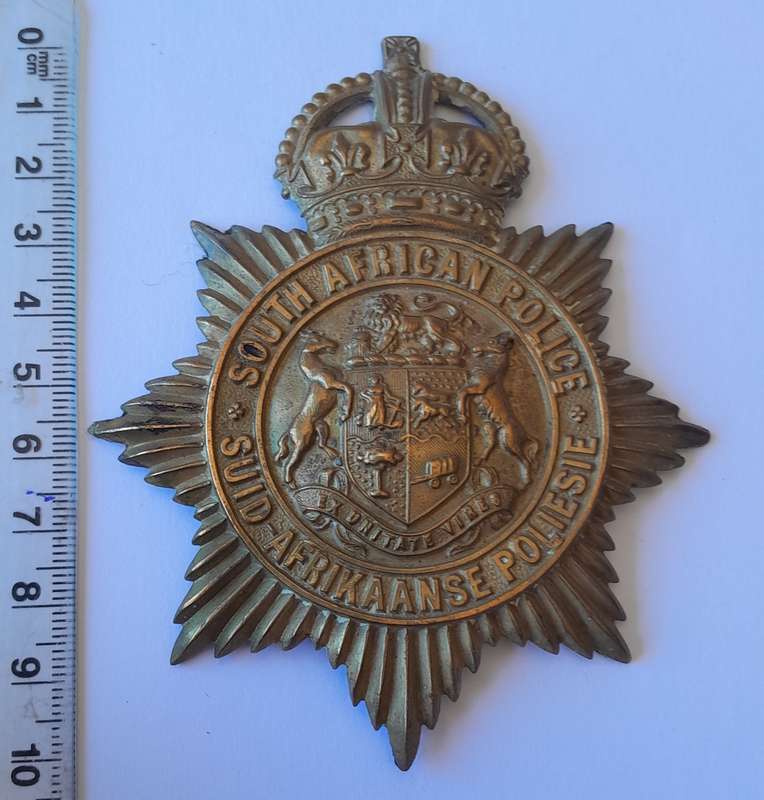 Early SA Police Union of South Africa Martingale (Horse Strap) Badge.  No Lugs.