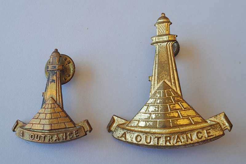 Early Regiment Donkin Algoa Bay Badge Set.  Lugs and Pins Intact.