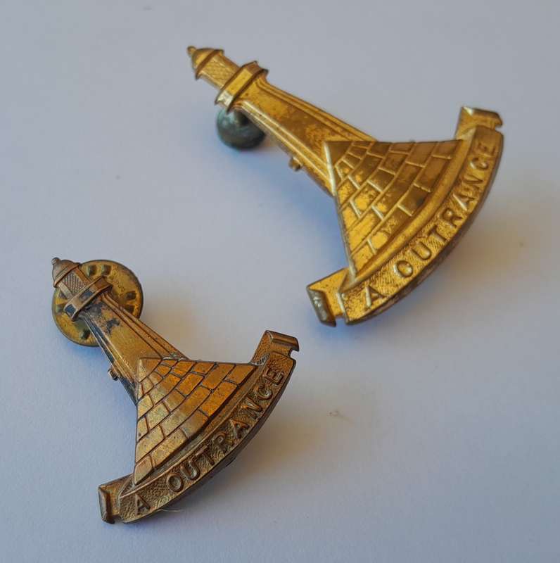 Early Regiment Donkin Algoa Bay Badge Set.  Lugs and Pins Intact.