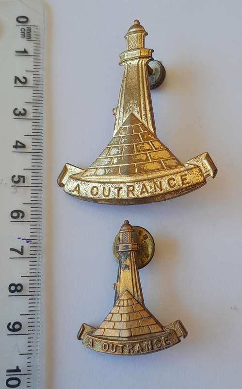 Early Regiment Donkin Algoa Bay Badge Set.  Lugs and Pins Intact.