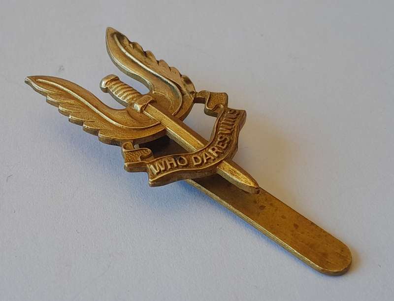 WW2 Original British SAS Cap Badge With Brass Slider Intact.
