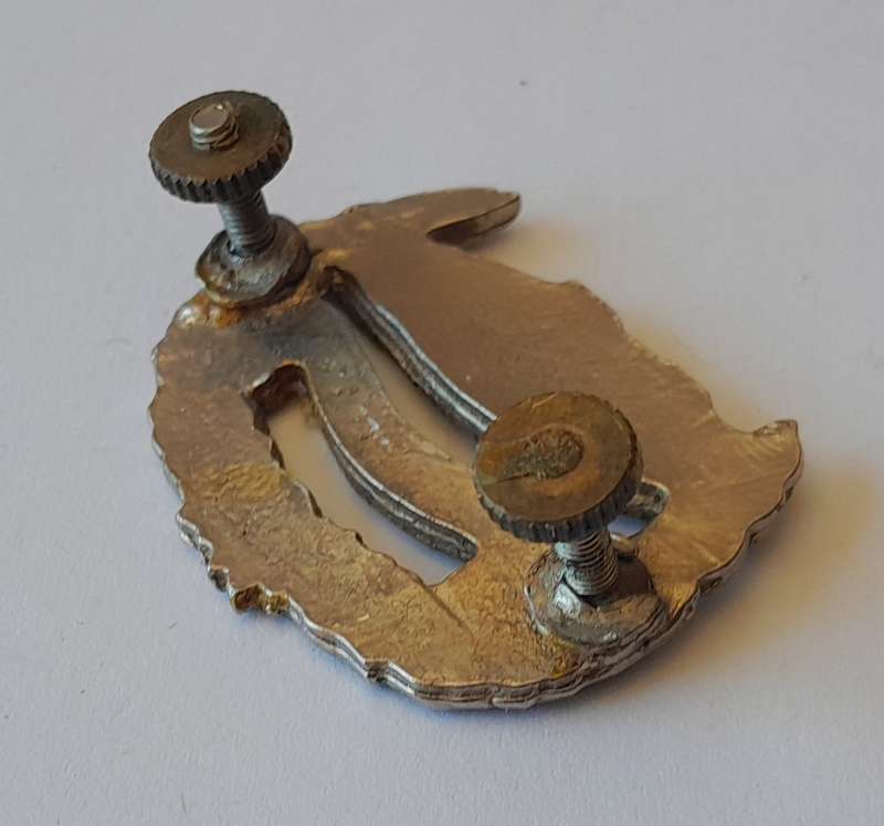Early SA School of Armour Beret Badge.  Lugs Intact.