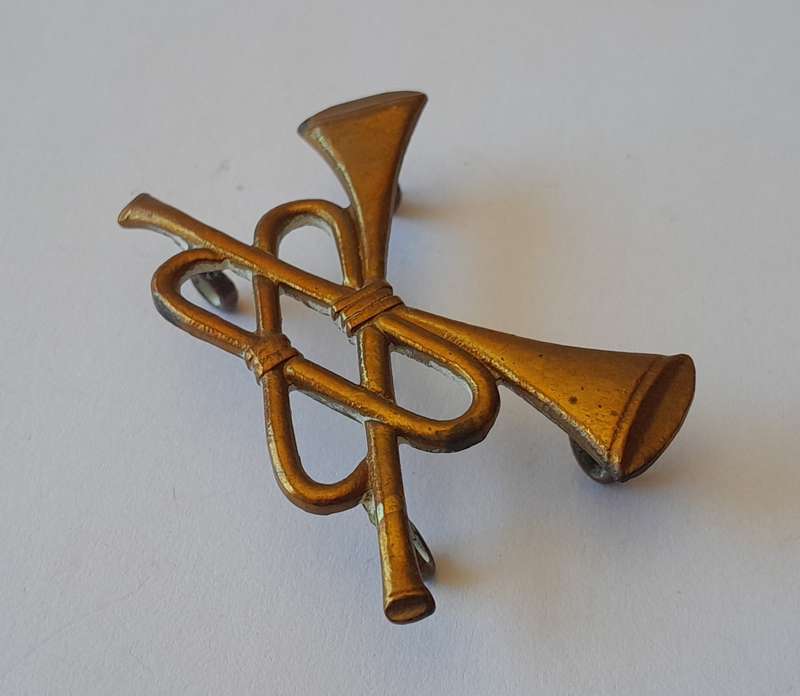 Early British Army Cavalry Bugler Cap Badge.  Lugs Intact.