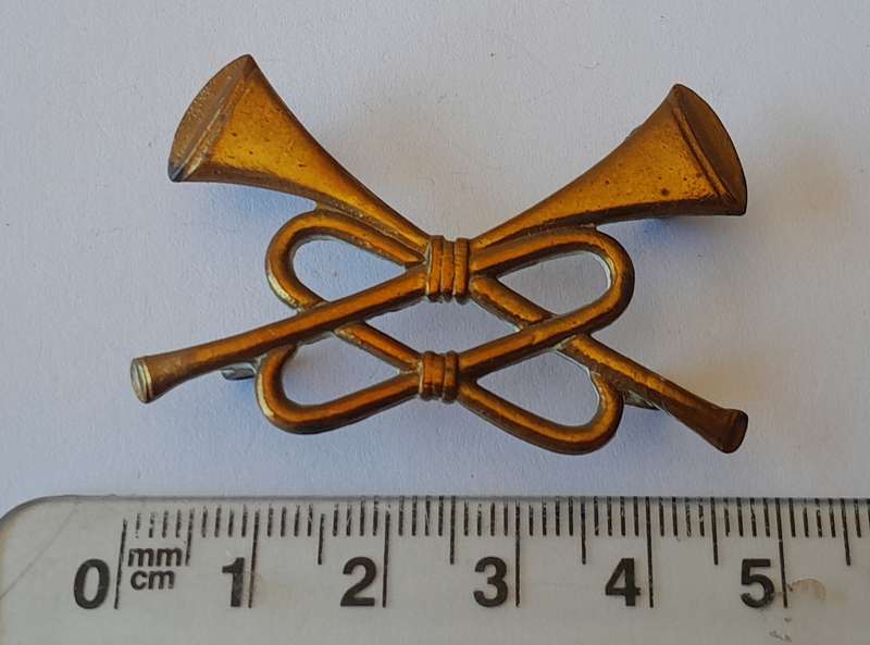Early British Army Cavalry Bugler Cap Badge.  Lugs Intact.