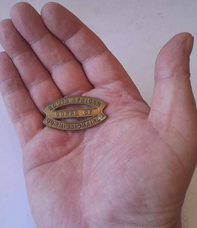 Rare SA Corps of Commissionaires Cap Badge.  No Lugs.