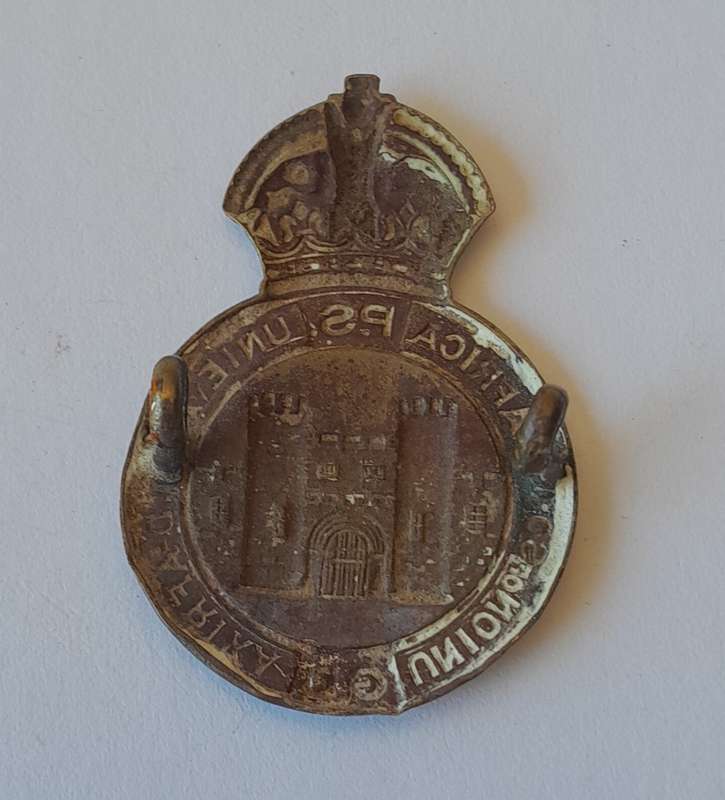 Rare Union of SA Prison Services Cap Badge.  Lugs Intact.