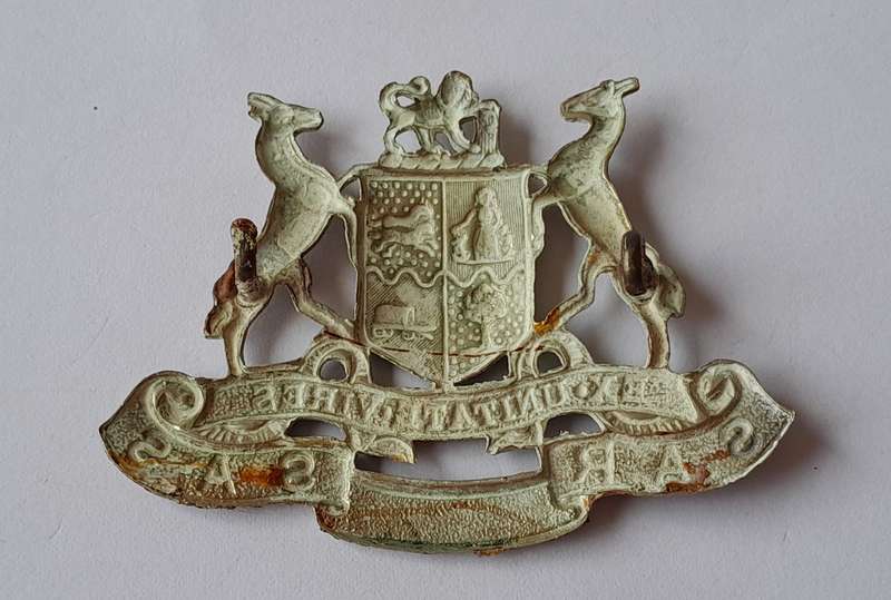 Early South African Railways SAR/SAS Cap Badge.  Lugs Intact.