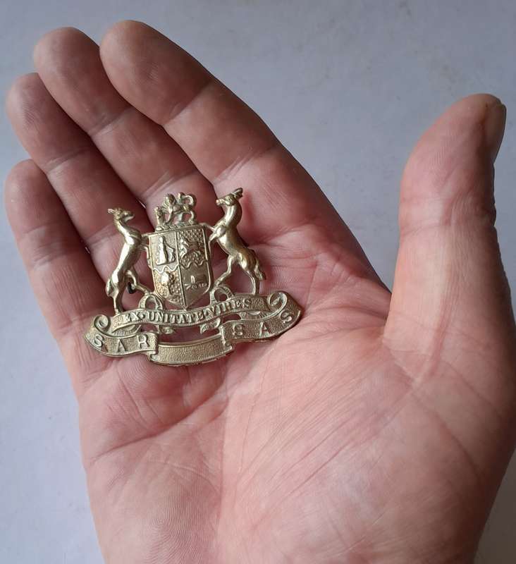 Early South African Railways SAR/SAS Cap Badge.  Lugs Intact.