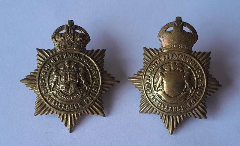 Pair SA Union SA Police Badges.  Lugs Intact.
