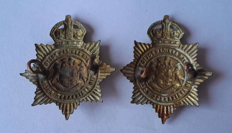 Pair SA Union SA Police Badges.  Lugs Intact.
