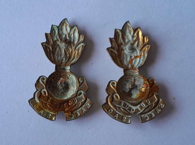 Early Pair SA Army Engineers Corps Badges.  Pins Intact.