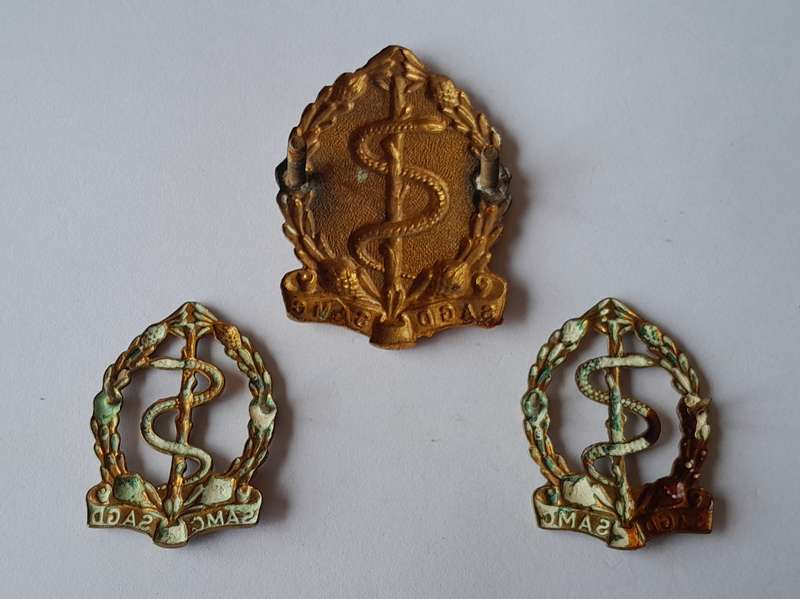 Early SADF Medical Corps Badge Set.  Lugs and Pins Intact.