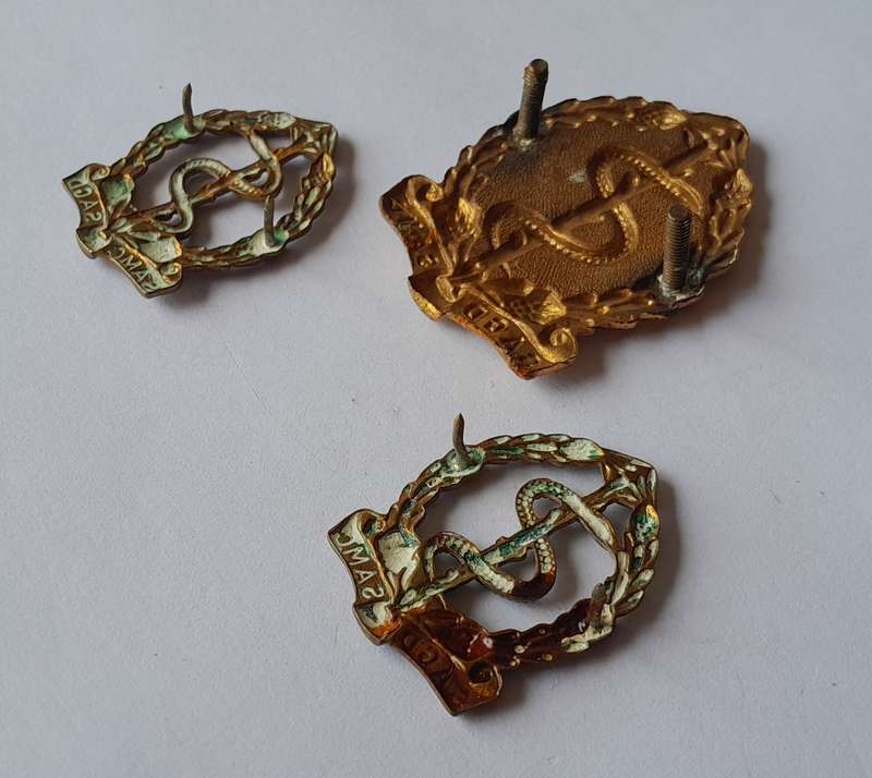 Early SADF Medical Corps Badge Set.  Lugs and Pins Intact.