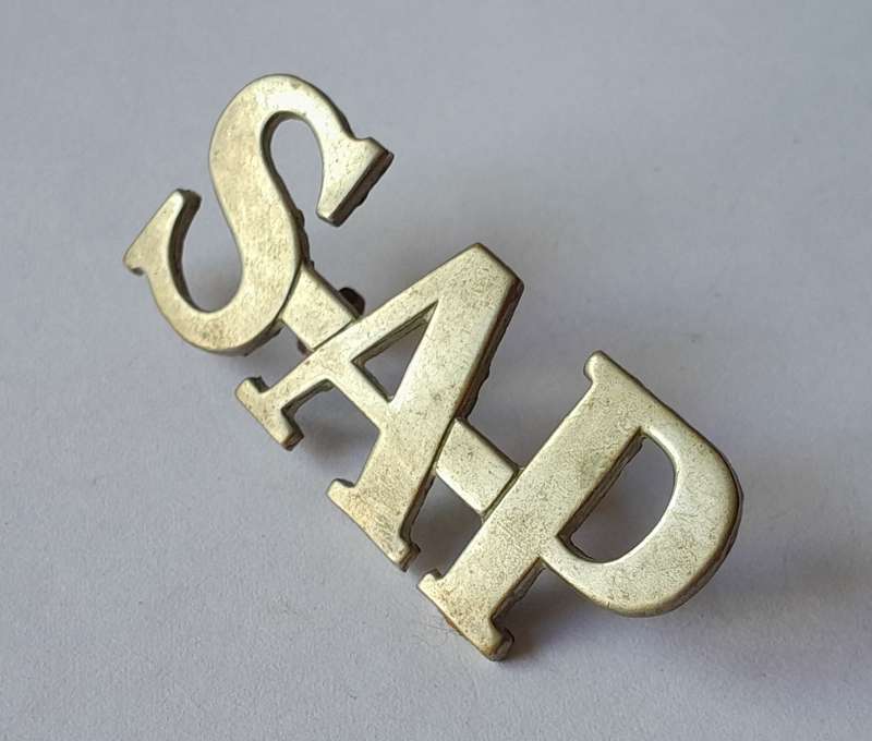 Large Early SA Police Metal Title.  Lugs Intact.