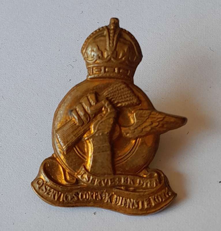 WW2 SA Army Q Service Corps Badge.  Lugs Intact.