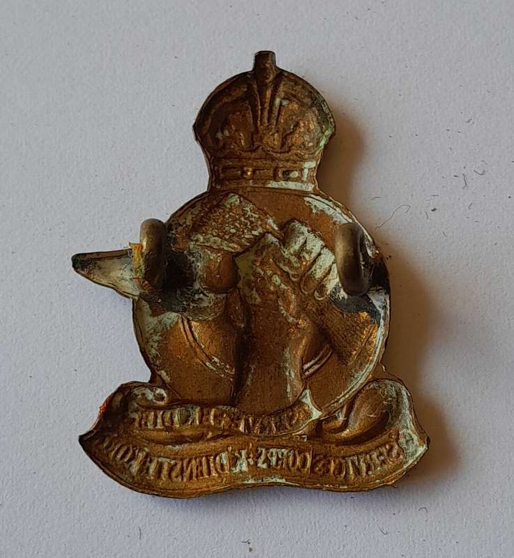 WW2 SA Army Q Service Corps Badge.  Lugs Intact.