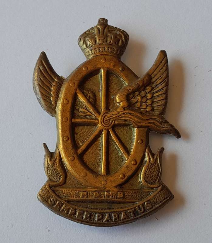 Early SA Railways & Harbours Brigade Cap Badge.  Lugs Intact.
