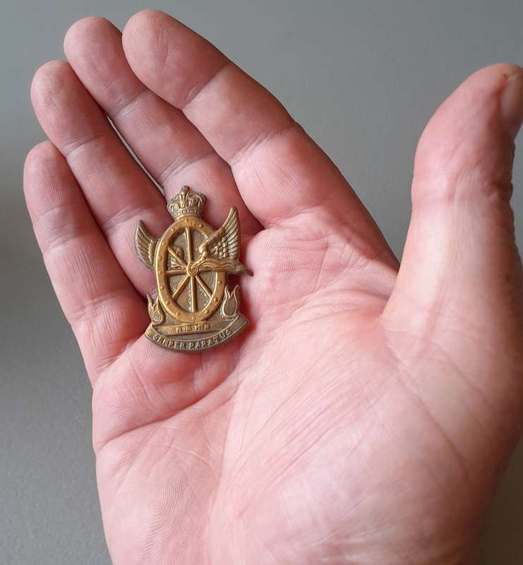 Early SA Railways & Harbours Brigade Cap Badge.  Lugs Intact.