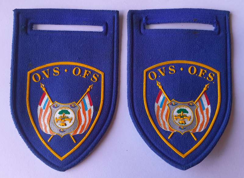 Pair Vintage "O.V.S / O.F.S" Tupper Flashes.  No Pins.