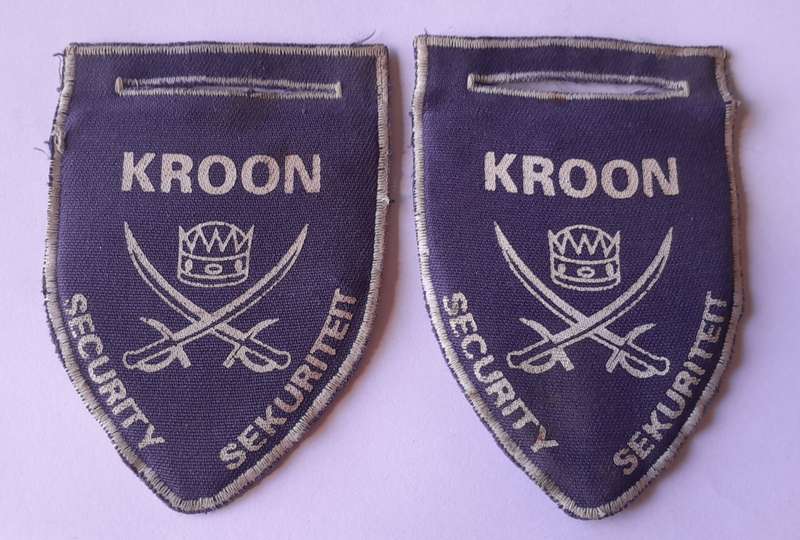 Pair Vintage  "Kroon Security / Sekuriteit" Shoulder Flashes.
