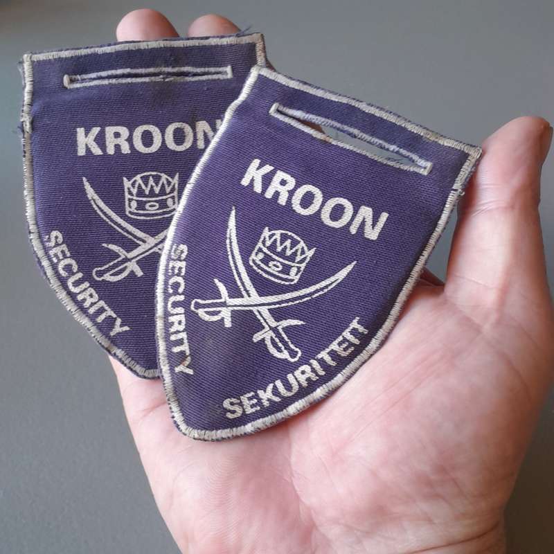 Pair Vintage  "Kroon Security / Sekuriteit" Shoulder Flashes.
