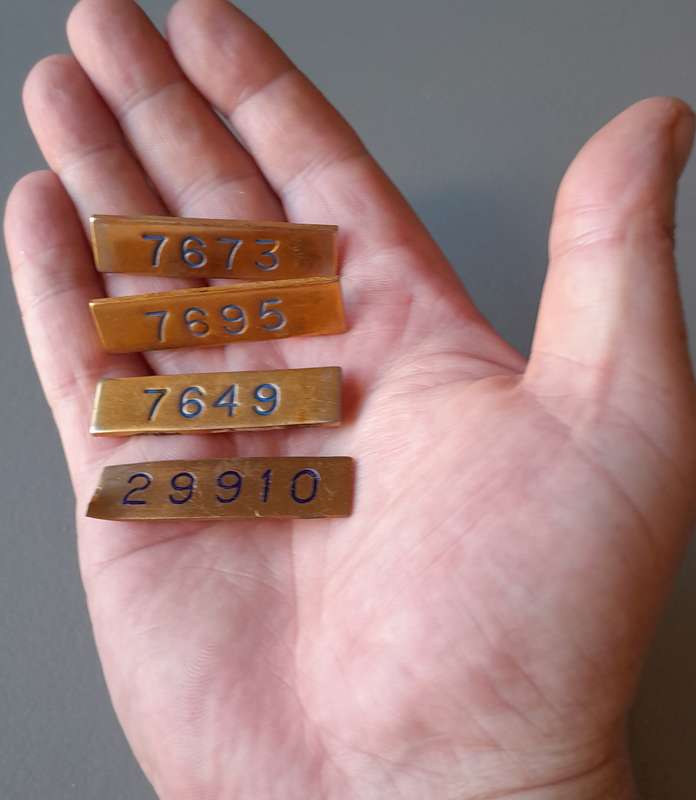 Collection Early SAP Metal Number Badges.