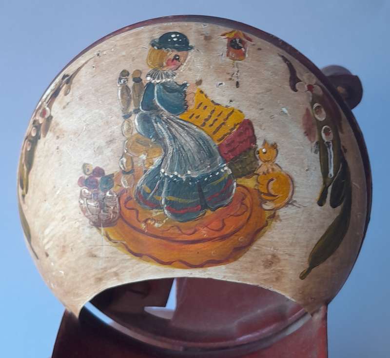 Antique Folk Art Cast Iron Hand Painted Bean Slicer.