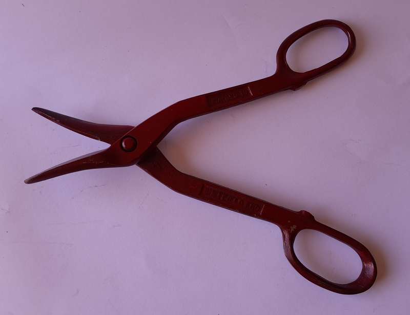 Vintage Forged No.10 Tin Snips Shears by "Footprint". Sheffield, England.