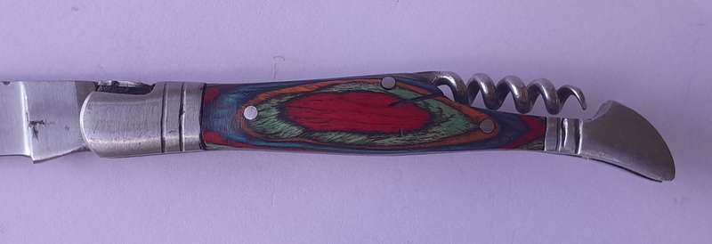 Vintage `Laguiole` Folding Knife With Multi-Colour Wood Handle.