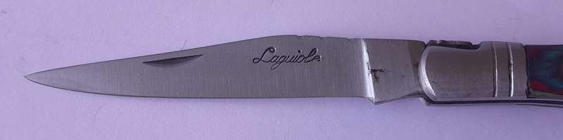 Vintage `Laguiole` Folding Knife With Multi-Colour Wood Handle.