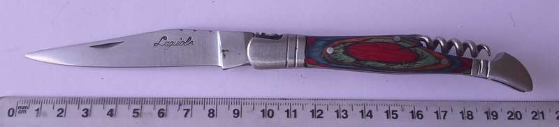 Vintage `Laguiole` Folding Knife With Multi-Colour Wood Handle.