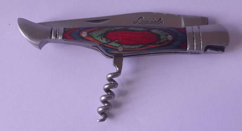 Vintage `Laguiole` Folding Knife With Multi-Colour Wood Handle.