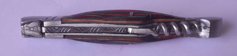 Vintage `Laguiole` Folding Knife With Multi-Colour Wood Handle.