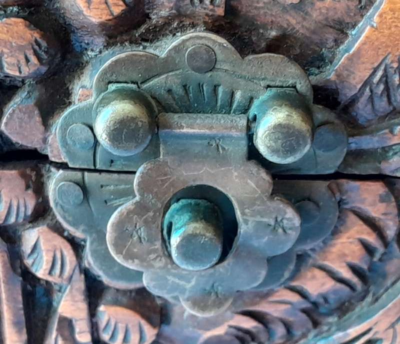 Antique Chinese Hand-Carved Camphor Wood Box Chest. 25.5cm.