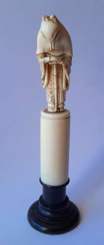 Japanese Meiji Period (1868-1912) Netsuke Of The Fox-Priest Hakusozu. 15.5cm.