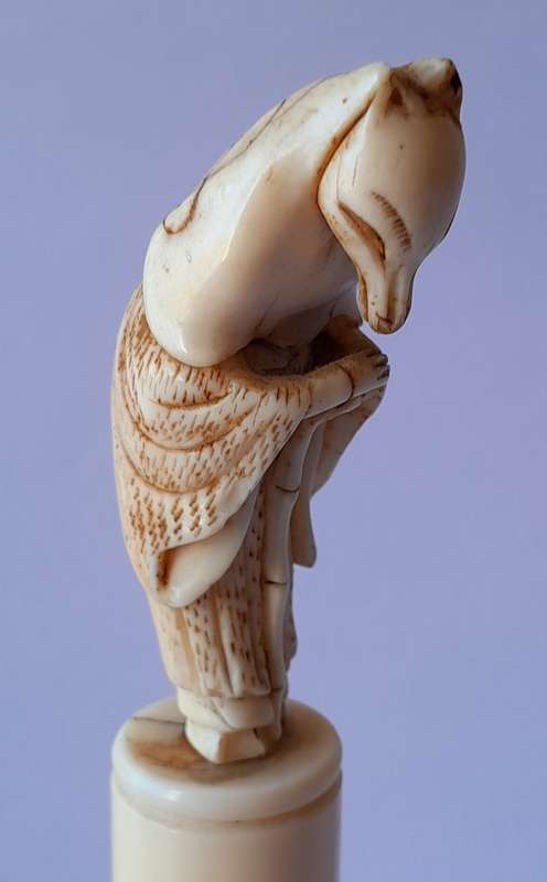 Japanese Meiji Period (1868-1912) Netsuke Of The Fox-Priest Hakusozu. 15.5cm.