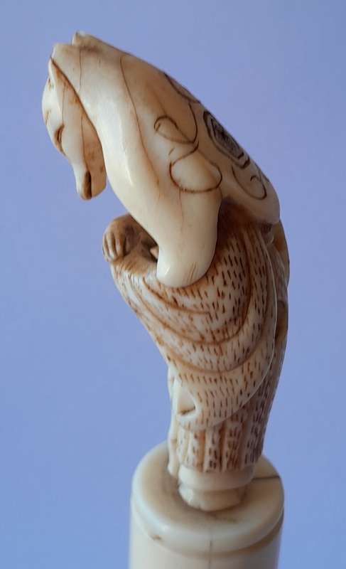 Japanese Meiji Period (1868-1912) Netsuke Of The Fox-Priest Hakusozu. 15.5cm.
