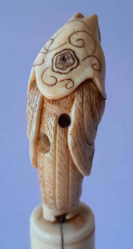 Japanese Meiji Period (1868-1912) Netsuke Of The Fox-Priest Hakusozu. 15.5cm.