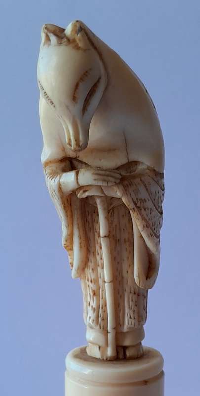 Japanese Meiji Period (1868-1912) Netsuke Of The Fox-Priest Hakusozu. 15.5cm.