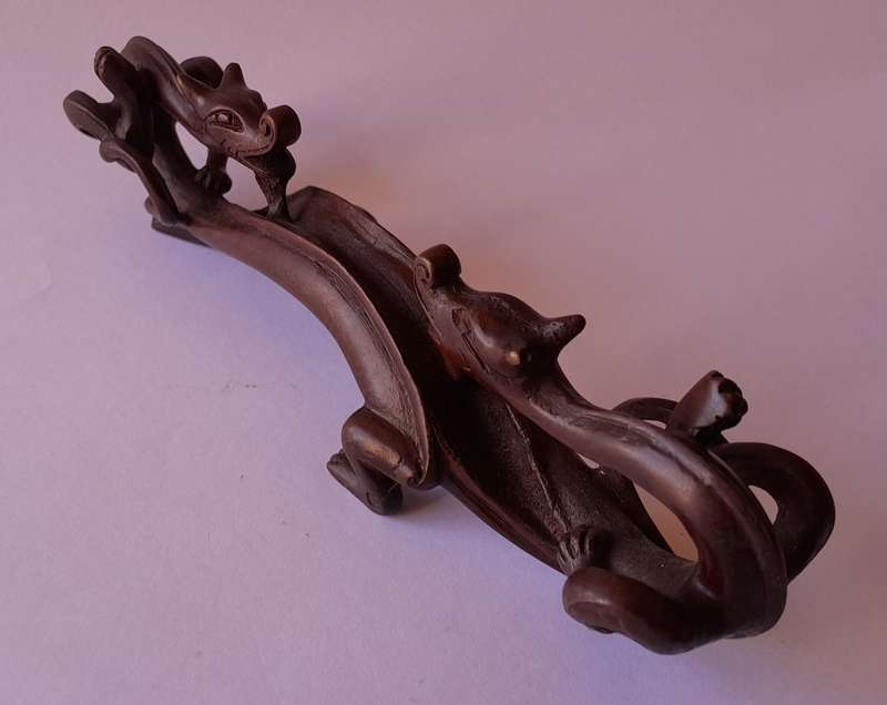 Antique Chinese Qing Dynasty Bronze Brush / Pen Rest. 17.5cm.